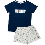 UNITED LABELS Peanuts Snoopy Schlafanzug Pyjama Set Kurzarm Oberteil mit Shorts blau/grau | Gr.: S