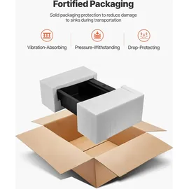 Vevor Küchenspüle Granitspülen (84 x 56 x 25 cm) zur Aufputzmontage, Einbauspüle im Landhausstil mit Zubehörteilen, Haushaltsspülbecken für Wohnmobile, Vorbereitungsküchen, Bars, schwarz