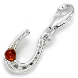 Ketten-Anhänger OSTSEE-SCHMUCK "Ostsee-Schmuck Charm-Einhänger Hufeisen Charm-Einhänger Hufeisen", weiß, Schmuckanhänger, Damen, 24 x 8mm, Silber 925 (Sterlingsilber), 1.3 g