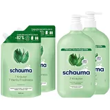 Schauma Shampoo 7 Kräuter Nachfüllpack (2x 800 ml) Frische-Shampoo für normales bis schnell fettendes Haar & Shampoo (2x 750 ml) verleiht der Haarstruktur eine leichte Frische