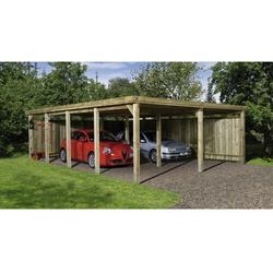 WEKA Doppelcarport »618«, Gr. 3, Flachdach, ohne Dacheindeckung, europäische Kiefer, kesseldruckimprägniert - braun
