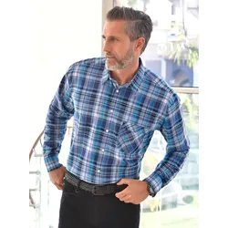 Karohemd CLASSIC, Herren, Gr. 45/46, Normalgrößen, blau (blau, kariert), 100% Baumwolle, gemustert, kariert, mehrfarbig, klassisch, Langarm, Hemden