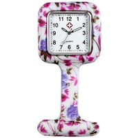 Avaner Silikon Krankenschwesteruhr Vintage Muster Design Rund Revers Uhr Pin-on Brosche Fob Uhr Analog Quarz Hängende Taschenuhr für Arzt Doktor Krankenschwester Medical