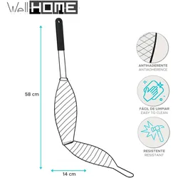 WellHome - BBQ-Grill für Fisch aus Eisendraht mit Antihaftbeschichtung 58x13cm