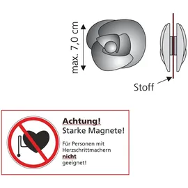 LIEDECO Dekomagnet LIEDECO "Rose", silber (silberfarben), Ø:7cm, Materialmix, Gardinenbefestigungen, für metallische Flächen