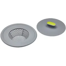 KitchenCraft 2-in-1 Kunststoff-Stopfen und Spülbeckensieb 11,5 cm Grau/Grün