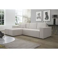 Fun Möbel Ecksofa Ecksofa Schlafsofa Sofa CONOR Stoff oder Kunstleder, inkl. Schlaffunktion weiß