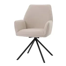 Mendler Esszimmerstuhl HWC-G67, Küchenstuhl Stuhl Armlehne, drehbar Auto-Position, Stoff/Textil Bouclé Öko-Tex MVG ~ creme