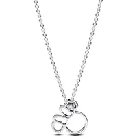 PANDORA Disney Minnie Maus Silhouette Collier-Halskette aus Sterling Silber mit Zirkonia Steinen, Größe 45cm, 393187C01-45