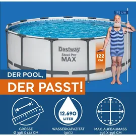 BESTWAY Steel Pro Max Frame Pool Set 396 x 122 cm inkl. Filterpumpe