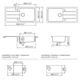 Schock Formhaus D-100L Unterbau nero + Excenterbetätigung