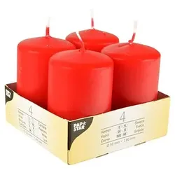 4 PAPSTAR Stumpenkerzen rot