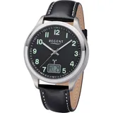 REGENT Herren Funkuhr Titan Analog-Digital mit Lederband 1501562