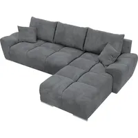 bromarkt Ecksofa NUBES Schlaffunktion Bettkasten L-Form 298x184x85cm Grau