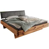Valnatura Balkenbett, Anthrazit, Wildeiche, Holz, Wildeiche, massiv, 200x200 cm, in verschiedenen Größen erhältlich, für Lattenrost geeignet, Schlafzimmer, Betten, Doppelbetten