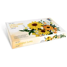 Ursus 27040001F - DIY Set Blumen Gelb aus Chenilledraht, zum Basteln von einem Blumenstrauß z.B. Sonnenblume, Kamille, Farn und Physalis