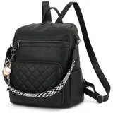 TAN.TOMI Cityrucksack Damen Rucksack Wasserdicht Anti-Diebstahl PU Mode Reisen, klein Handtasche Schultertasche 2 in 1 für Reise Outdoor schwarz