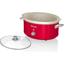 Swan Retro 6,5 l abnehmbarer Behälter, antihaftbeschichtet, Keramik, Vintage-Design, rot