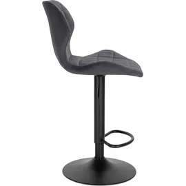 Woltu Barhocker höhenverstellbarer Hocker 60-82 cm 360° Drehstuhl mit Rückenlehne Fußstütze Barstuhl aus Samt Metall Dunkelgrau - Dunkelgrau