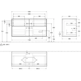 Villeroy & Boch Waschtischunterschrank 4 Auszüge 120 x 60,3 cm Weiß