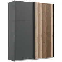 WIMEX Schwebetürenschrank Andorra 200 x 216 x 65 cm Schwarz/Grau