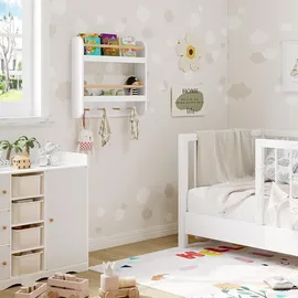 Woltu Kinderregal mit 2 Ablagen und 4 Haken  Kiefer weiß