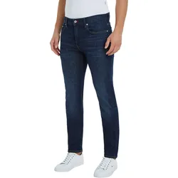 Slim-fit-Jeans TOMMY HILFIGER "SLIM BLEECKER PSTR CROW BLACK", Herren, Gr. 38, Länge 30, blau (benton blau), Denim/Jeans, Obermaterial: 80% Baumwolle, 15% Lyocell, 3% Elastomultiester, 2% Elasthan, casual, slim fit, Jeans