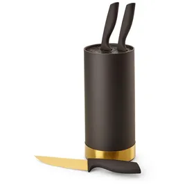 Echtwerk Messerblock schwarz 4-teilig gold edition