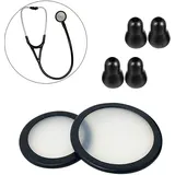 Replacement Accessories Kit Fits Classic 3, Cardiology 3 & Cardiology 4 Stethoscope for Littmann Stethoscope Replacement Parts & Stethoscope Bell Diaphragm Cover and Eartips Replacement Parts(black)