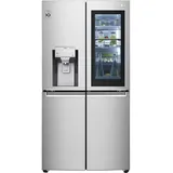 LG GMX945NS9F, Klasse F, 638 L, Multi Door InstaView Kühlschrank mit Gefrierfach, Eis-, Crushed Ice- Wasserspender mit UVnano, Total No-Frost, Inverter Linear Kompressor, Wi-Fi ꟷ Edelstahl