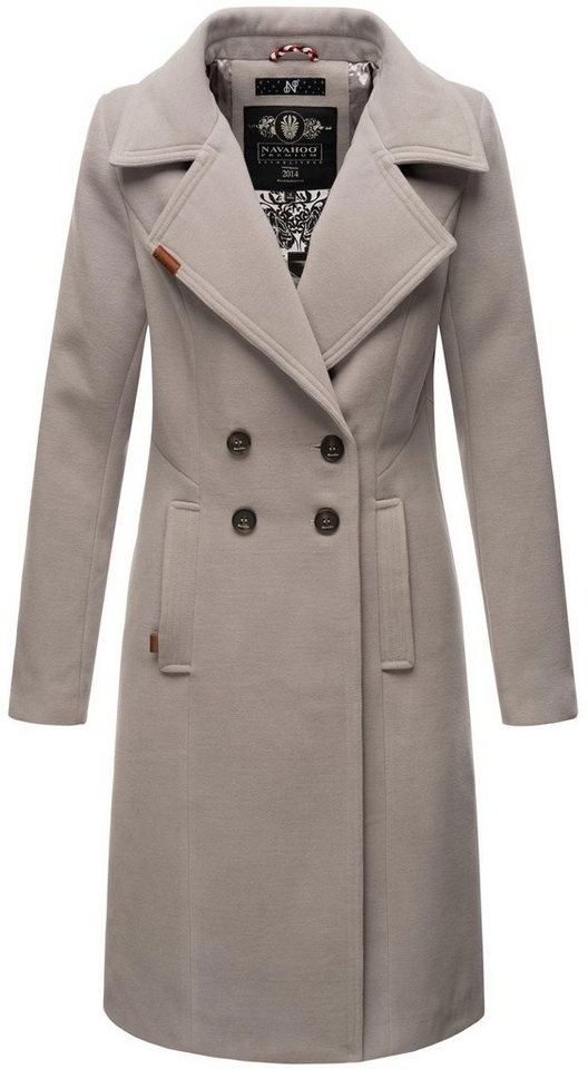 Navahoo Wintermantel Wooly edler Damen Trenchcoat in Wollmantel-Optik grau S (36)