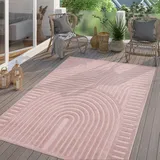 TT Home In-& Outdoor Teppich Wetterfest Balkon Küche Wohnzimmer Boho Skandi Design, Farbe:Dunkelrosa Pink, Größe:80x150 cm