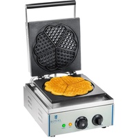 Royal Catering Waffeleisen Waffelautomat Waffel Maker Herzform 1500W Timer Edelstahl Gastro Xxl, Waffeleisen, Grau, Silber