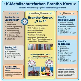 Brantho Korrux 3in1 Rostschutzfarbe RAL 7016 Anthrazitgrau 0,75 l