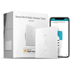 Meross Smart Rolladenschalter Wlan funktioniert mit Homekit, Alexa, Google Home, 80x80mm, Smart Jalousien Schalter/Rolladensteuerung mit Zeitschaltuhr und Sprachsteuerung, Benötigt Nullleiter