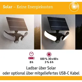 Paulmann Solar LED Wandfluter 9 W Edelstahl 25,8 cm inkl. Bewegungsmelder anthrazit