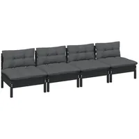 vidaXL 4-Sitzer-Gartensofa mit Anthrazit Kissen Massivholz Kiefer