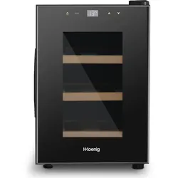 H.Koenig AGE6 Weinkühlschrank / 6 Flaschen / Temperatur von 11°C bis 18°C / LED-Temperaturanzeige / Holzlagerböden