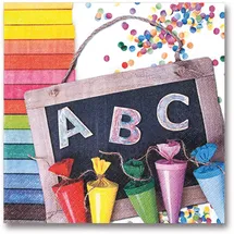 Home fashion Lunch-Serviette, ABC 123, 33 x 33 cm, Mehrfarbig