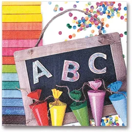 Home fashion Lunch-Serviette, ABC 123, 33 x 33 cm, Mehrfarbig