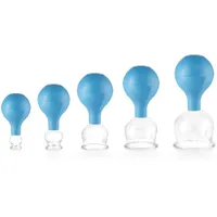 pulox Schröpfgläser Set aus Echtglas - 5x Schröpfglas mit hoher Saugleistung in Blau