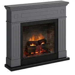 TAGU Premium Larsen Kamin grau mit Elektro Insert der neuesten Generation, 3D Flame, Knistersound