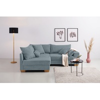 Ecksofa HOME AFFAIRE Sofas Gr. B/H/T: 227 cm x 88 cm x 190 cm, Cord, Ottomane links, mit Bettfunktion, blau (blau, grau) Ecksofas