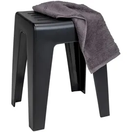Wenko Badhocker Kumba Duschhocker schwarz, belastbar bis 120 kg, 38 x 47 x 32 cm