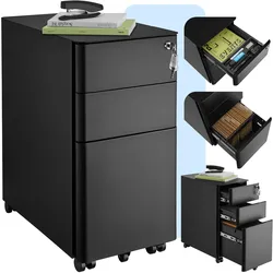 tectake® Aktenrollschrank, aus pulverbeschichtetem Stahl, herausnehmbarer Einsatz für Schreibutensilien, 30 x 50 x 59,5 cm