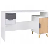 Deine Möbel 24 Kinderschreibtisch JUSTIN 13 Schreibtisch 130 cm breit (Set, 3-St., Set), in Weiß Matt / Graphit / Grau / Eiche Scandi Still grau