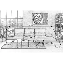 KAWOLA Sofa FENICE Ecksofa Leder Recamiere rechts burgunderrot