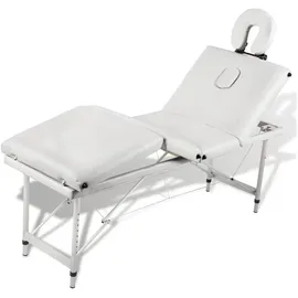 vidaXL Massagetisch mit Aluminiumrahmen, faltbar 4 Zonen Creme-Weiß