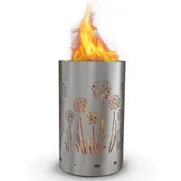 Tiko-Design Feuertonne Pusteblume Motiv – Feuerkorb aus Stahl mit Laser-Cut Design – Deko Feuertonne für Garten & Terrasse – Outdoor Feuerstelle mit Pusteblumen Motiv – Handgefertigt & Wetterfest