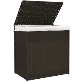 vidaXL Wäschekorb mit 2 Fächern Dunkelbraun 53x35x57 cm Poly Rattan